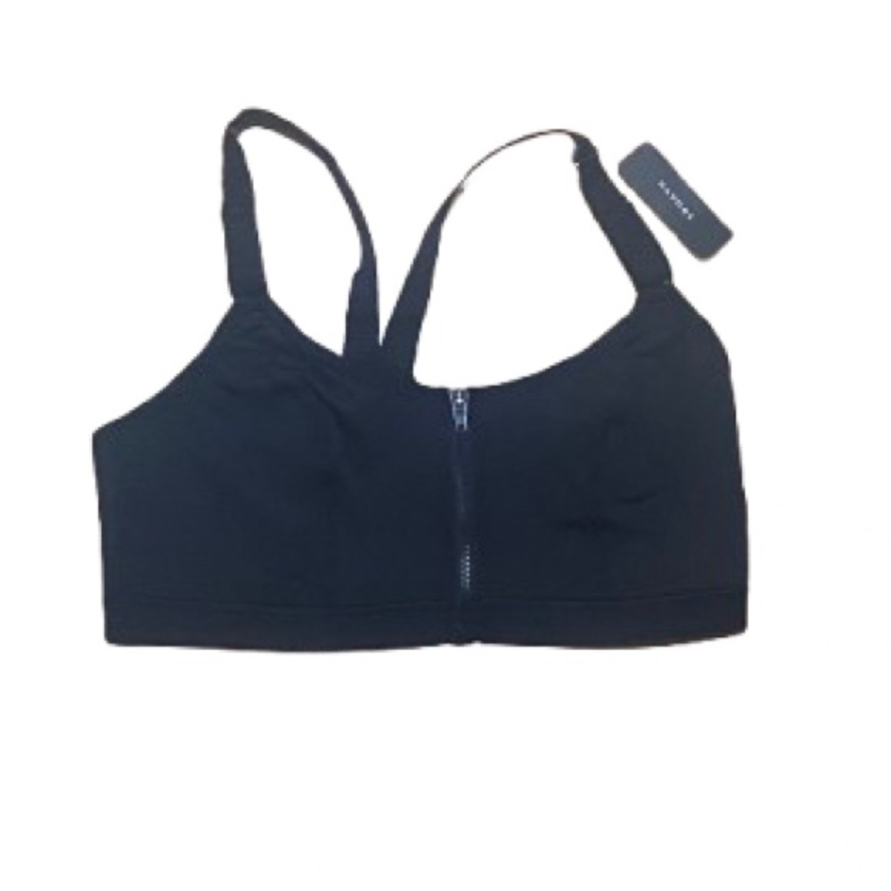 Natori Yogi Black Zipper Sports Bra NWT